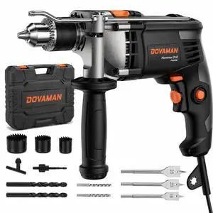 7.5A Corded Hammer Drill, 1/2'' Impact Drill with Variable Speed 03000RPM, Metal Chuck, 2 Modes for Concrete, Wood, Metal Includes Bits & Carrying Case-PHD03B 7.5A Corded Hammer Drill, 1/2'' Impact Drill with Variable Speed 03000RPM, Metal Chuck, 2 Modes for Concrete, Wood, Metal Includes Bits & Carrying Case-PHD03B