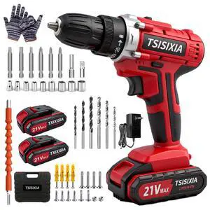 Power Drill Driver 21V, 45Nm Cordless Drill Set with 2 Batteries and Charger, 39pcs Screw Accessories, 354 in-lbs Electric Screwdriver, Electric Drill for Women, Men, Home performance, DIY (Red) Power Drill Driver 21V, 45Nm Cordless Drill Set with 2 Batteries and Charger, 39pcs Screw Accessories, 354 in-lbs Electric Screwdriver, Electric Drill for Women, Men, Home performance, DIY (Red)