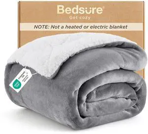 GentleSoft Sherpa Fleece Throw Blanket for Couch, Non-Heated, Thick & Warm Cozy Blanket for Winter, Soft Fuzzy Plush Throw Gifts for Women and Men, Grey, 50x60 Inches GentleSoft Sherpa Fleece Throw Blanket for Couch, Non-Heated, Thick & Warm Cozy Blanket for Winter, Soft Fuzzy Plush Throw Gifts for Women and Men, Grey, 50x60 Inches