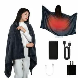 Cordless Heated Blanket with Hood, USB Battery Powered Heated Wearable Blanket with 9 Heating Zones, 20000 mAh Power Bank, 3 Levels, Portable Heated Throw Blanket, Heated Shawl Cordless Heated Blanket with Hood, USB Battery Powered Heated Wearable Blanket with 9 Heating Zones, 20000 mAh Power Bank, 3 Levels, Portable Heated Throw Blanket, Heated Shawl