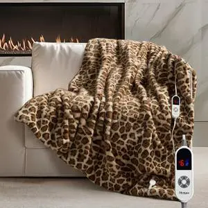Luxury Faux Fur Heated Blanket Electric Throw - Leopard Print Ultra Soft Thick Warm Heated Blanket, 6 Heating Levels & 12 Hours Auto-Off, ETL Certified, Washable, Luxurious Gifts, 50''x60'' Luxury Faux Fur Heated Blanket Electric Throw - Leopard Print Ultra Soft Thick Warm Heated Blanket, 6 Heating Levels & 12 Hours Auto-Off, ETL Certified, Washable, Luxurious Gifts, 50''x60''