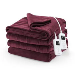 Electric Royal Luxe Microplush Heated Blanket, 12 Heat Settings, 12-Hour Auto Shut-Off, Fast Heating, Warm & Cozy, Machine Washable, Cabernet Color, Queen (90" x 84") Electric Royal Luxe Microplush Heated Blanket, 12 Heat Settings, 12-Hour Auto Shut-Off, Fast Heating, Warm & Cozy, Machine Washable, Cabernet Color, Queen (90" x 84")