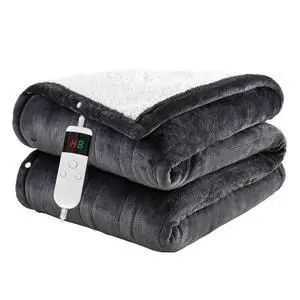 Heated Blanket Electric Throw, 50"x60" Soft Flannel Heating Blanket with 8 Hours Auto Off 10 Fast Heating Levels Machine Washable Sherpa Heated Throw Blanket with Overheating Protection Heated Blanket Electric Throw, 50"x60" Soft Flannel Heating Blanket with 8 Hours Auto Off 10 Fast Heating Levels Machine Washable Sherpa Heated Throw Blanket with Overheating Protection