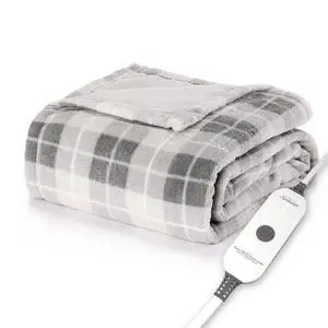 Electric Throw Royal Luxe Microplush Heated Blanket, 4 Heat Settings, 4-Hour Auto Shut-Off, Fast Heating, Warm and Cozy, Grey Rodeen Plaid, 50" x 60" Electric Throw Royal Luxe Microplush Heated Blanket, 4 Heat Settings, 4-Hour Auto Shut-Off, Fast Heating, Warm and Cozy, Grey Rodeen Plaid, 50" x 60"