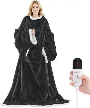 Heated Wearable Blanket with Foot Pocket & Sleeves Electric Snuggle Heated Wearable Blanket with Foot Pocket & Sleeves Electric Snuggle