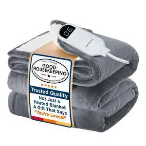 Heated Blanket Full Size, Soft Electric Blanket with Preheat, Grey Heated Blanket Full Size, Soft Electric Blanket with Preheat, Grey