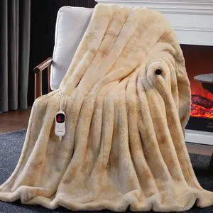 Heated Blanket Electric Throw, Soft Faux Rabbit Fur Electric Blanket with 10 Heating Levels 5 Sitting Timer Auto Off, Cozy Warm Heating Blankets, Machine Washable(62"×84" Beige) Heated Blanket Electric Throw, Soft Faux Rabbit Fur Electric Blanket with 10 Heating Levels 5 Sitting Timer Auto Off, Cozy Warm Heating Blankets, Machine Washable(62"×84" Beige)