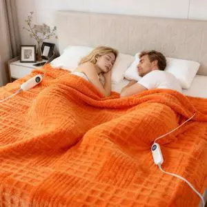 Heated Blanket Electric King, 90"X100" Waffle Heating Blanket with 12 Heat Levels, Fast Heating Blanket with 1-12 Timer Settings, Overheat Protection with ETL & FCC for Home Office -Orange Heated Blanket Electric King, 90"X100" Waffle Heating Blanket with 12 Heat Levels, Fast Heating Blanket with 1-12 Timer Settings, Overheat Protection with ETL & FCC for Home Office -Orange