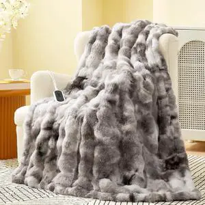 Heated Bubble Faux Fur Blanket Electric - 50"x60" Heating Blanket Throw 2/4/6/8 Hours Auto-Off 8 Heat Level Over-Heat Protection Electric ETL Certification Tie-dye Grey Heated Bubble Faux Fur Blanket Electric - 50"x60" Heating Blanket Throw 2/4/6/8 Hours Auto-Off 8 Heat Level Over-Heat Protection Electric ETL Certification Tie-dye Grey