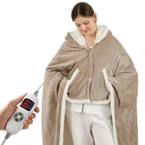 Wearable Heated Blanket Electric Throw, Heated Shawl with 6 Heating Levels and 1-4 Hours Auto Off, Heated Hoodie Women for Mom Women Seniors Grandma 50"×64" Light Beige Wearable Heated Blanket Electric Throw, Heated Shawl with 6 Heating Levels and 1-4 Hours Auto Off, Heated Hoodie Women for Mom Women Seniors Grandma 50"×64" Light Beige