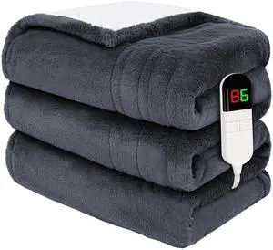 Premium Heated Throw Blanket 50"×60" - Ultra Cosy Soft Electric Blanket with 8 Heating Levels,Plush Fast Heating Faux Rabbit Fur Blanket for Bed & Couch - Auto Shut Off,Machine Washable(Grey) Premium Heated Throw Blanket 50"×60" - Ultra Cosy Soft Electric Blanket with 8 Heating Levels,Plush Fast Heating Faux Rabbit Fur Blanket for Bed & Couch - Auto Shut Off,Machine Washable(Grey)