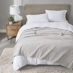Travis Fleece Ultra Soft Tri-Rib Textured Electric Blanket, Cozy and Snuggly Cover Fast Heating for Cold Weather, Auto Shut Off, Multi Heat Setting Controller, Queen, Pumice Stone Grey Travis Fleece Ultra Soft Tri-Rib Textured Electric Blanket, Cozy and Snuggly Cover Fast Heating for Cold Weather, Auto Shut Off, Multi Heat Setting Controller, Queen, Pumice Stone Grey