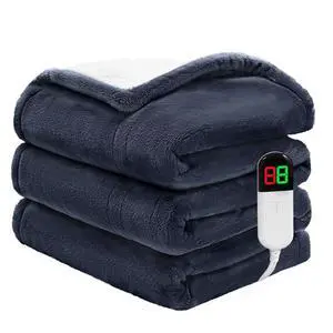 Heated Throw Blanket 50"×60" - Premium Cosy Soft Electric Blanket with 6 Heating Levels,Fast Heating Flannel Sherpa Blanket for Bed & Couch - Auto Shut Off/Machine Washable (Navy Blue) Heated Throw Blanket 50"×60" - Premium Cosy Soft Electric Blanket with 6 Heating Levels,Fast Heating Flannel Sherpa Blanket for Bed & Couch - Auto Shut Off/Machine Washable (Navy Blue)