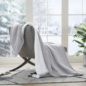 Heated Electric Throw - Reversible Fleece Heating Blanket,Smoke Grey Heated Electric Throw - Reversible Fleece Heating Blanket,Smoke Grey