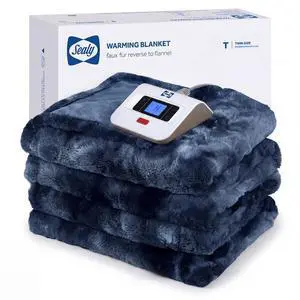 Electric Blanket Twin Size, Faux Fur & Flannel Heated Blanket with 10 Heating Levels & 1-12 Hours Auto Off, Fast Heating Blanket, Machine Washable, Navy Blue, 62x 84 Inch Electric Blanket Twin Size, Faux Fur & Flannel Heated Blanket with 10 Heating Levels & 1-12 Hours Auto Off, Fast Heating Blanket, Machine Washable, Navy Blue, 62x 84 Inch