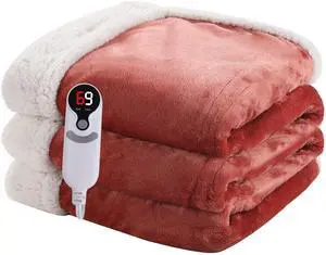 Heated Blanket Electric Blanket Full Size 72''x84'' with 9 Heating Levels, 1-10 Hour Auto Shut Off, Machine Washable, Flannel & Sherpa Soft Warming Blanket for Couch, Bed, Office - Brick Red Heated Blanket Electric Blanket Full Size 72''x84'' with 9 Heating Levels, 1-10 Hour Auto Shut Off, Machine Washable, Flannel & Sherpa Soft Warming Blanket for Couch, Bed, Office - Brick Red