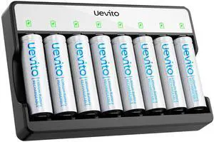 Rechargeable AA Batteries Lithium with Charger, 8 Pack 3600mWh High Capacity Double A Battery, Cycle Times Up to 1200 1.5V Constant Output for Blink Outdoor Camera Rechargeable AA Batteries Lithium with Charger, 8 Pack 3600mWh High Capacity Double A Battery, Cycle Times Up to 1200 1.5V Constant Output for Blink Outdoor Camera