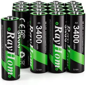 16 Pack 3400mWh Rechargeable Lithium Batteries AA for Blink Camera 16 Pack 3400mWh Rechargeable Lithium Batteries AA for Blink Camera