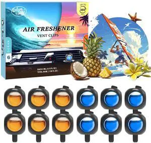 Car Air Freshener Vent Clips, 12 Pack, 6 Ocean, 6 Hawaiian, Provides Long-Lasting Scent, Up to 360 Days, Car Fresheners Car Air Freshener Vent Clips, 12 Pack, 6 Ocean, 6 Hawaiian, Provides Long-Lasting Scent, Up to 360 Days, Car Fresheners