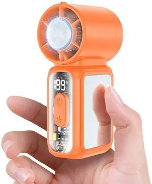 Handheld Portable Fan with Ice Cooler,Speed (1-199) Personal Turbo Mini Fan 4000mAh Rechargeable,Powerful 20000RPM Pocket Hand Fansorange Handheld Portable Fan with Ice Cooler,Speed (1-199) Personal Turbo Mini Fan 4000mAh Rechargeable,Powerful 20000RPM Pocket Hand Fansorange