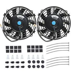 7" Electric Radiator Cooling Fan Assembly Kit, Universal High Performance 12V 80W Motor with Fan Mounting Kit - Black (2 Pack) 7" Electric Radiator Cooling Fan Assembly Kit, Universal High Performance 12V 80W Motor with Fan Mounting Kit - Black (2 Pack)
