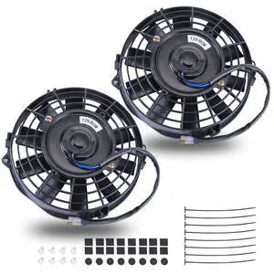 7 Inch Black Universal Slim Fan Push Pull Electric Radiator 12V 80W High Performance Cooling Fan Mount Kit Set of 2 7 Inch Black Universal Slim Fan Push Pull Electric Radiator 12V 80W High Performance Cooling Fan Mount Kit Set of 2