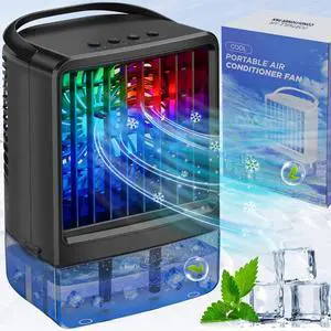Portable Air Conditioners Fan - Portable AC Small Personal Air Cooler, Quiet Mini Mobile Cooling Fan with Handle,2/4H Timer 3 Speeds,Desk Air Conditioner with 7 Color for Home Bedroom Office Outdoor Portable Air Conditioners Fan - Portable AC Small Personal Air Cooler, Quiet Mini Mobile Cooling Fan with Handle,2/4H Timer 3 Speeds,Desk Air Conditioner with 7 Color for Home Bedroom Office Outdoor