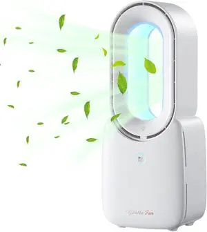 Desk Fan, Portable Bladeless Fan 11.8 inch Small Personal Cooling Fan with 5 Colors Touch Control LED Light, Quiet Table Fan for Office, Home, Bedroom Desk Fan, Portable Bladeless Fan 11.8 inch Small Personal Cooling Fan with 5 Colors Touch Control LED Light, Quiet Table Fan for Office, Home, Bedroom