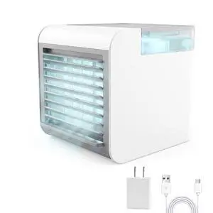 Portable Air Conditioner Fan, 4-in-1 Mini Air Cooler with 450ML Water Tank, 3 Speeds Portable Fan 7 Colors LED Ambient Light, Mini Evaporative Cooler Desktop Humidifier Fan for Bedroom Office Travel Portable Air Conditioner Fan, 4-in-1 Mini Air Cooler with 450ML Water Tank, 3 Speeds Portable Fan 7 Colors LED Ambient Light, Mini Evaporative Cooler Desktop Humidifier Fan for Bedroom Office Travel
