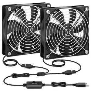 USB Cooling Fan 120mm 5V Brushless with Speed Controller 2 Packs USB Cooling Fan 120mm 5V Brushless with Speed Controller 2 Packs