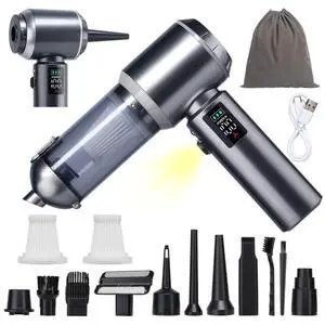 120W Cordless Handheld Vacuum Cleaner, 20000PA Powerful Suction Car Vacuum, 3 Speed, LED Display & Light, Portable Rechargeable Mini Vacuum for Car/Home/Office (Silver-Gray) 120W Cordless Handheld Vacuum Cleaner, 20000PA Powerful Suction Car Vacuum, 3 Speed, LED Display & Light, Portable Rechargeable Mini Vacuum for Car/Home/Office (Silver-Gray)