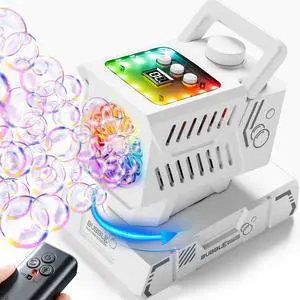 Bubble Machine with Remote Control, Auto Rotation & 11 RGB Lights Bubble Machine with Remote Control, Auto Rotation & 11 RGB Lights