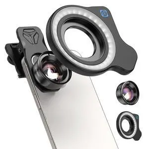 HB100 10X HD Macro Lens for iPhone, F1.8 Aperture with 45 Fill Light Modes, Phone Clip for Smartphones Compatible with iPhone 17/16/15/14, Samsung, Google Pixel, and More HB100 10X HD Macro Lens for iPhone, F1.8 Aperture with 45 Fill Light Modes, Phone Clip for Smartphones Compatible with iPhone 17/16/15/14, Samsung, Google Pixel, and More
