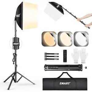 Softbox Lighting Kit, 16"X16" Soft Box, 3000K-6000K 85W LED Bulbs with Remote, 65" Tripod, Professional Softbox Photography Lighting Kit for Studio Lights, Portrait, Video Recording(1PACK) Softbox Lighting Kit, 16"X16" Soft Box, 3000K-6000K 85W LED Bulbs with Remote, 65" Tripod, Professional Softbox Photography Lighting Kit for Studio Lights, Portrait, Video Recording(1PACK)
