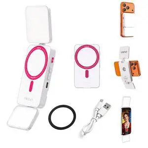 GL01 Magnetic Selfie Light for Phone Top & Bottom Dual LED Fill Lights with Extendable Rod Dimmable 2500K-6500K Portable Video Vlog Light for iPhone 17 Pro Size & Below Not for Pro Max White GL01 Magnetic Selfie Light for Phone Top & Bottom Dual LED Fill Lights with Extendable Rod Dimmable 2500K-6500K Portable Video Vlog Light for iPhone 17 Pro Size & Below Not for Pro Max White
