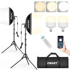 Softbox Photography Lighting Kit, 16"x16" Pull Soft Box, 50W 3000K-6000K LED Bulb with Remote/APP Control, Professional Photoshoot Equipment for Studio Lights, Portrait, Video Recording(2 Pack) Softbox Photography Lighting Kit, 16"x16" Pull Soft Box, 50W 3000K-6000K LED Bulb with Remote/APP Control, Professional Photoshoot Equipment for Studio Lights, Portrait, Video Recording(2 Pack)