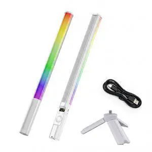 RGB LED Handheld Fill Light Stick, 2600mAh Rechargeable Battery + Tripod, 360° Full Color, 24 Scene Modes, APP & Rotate Button Control for Vlogging, Live Streaming, Studio & Video Conference RGB LED Handheld Fill Light Stick, 2600mAh Rechargeable Battery + Tripod, 360° Full Color, 24 Scene Modes, APP & Rotate Button Control for Vlogging, Live Streaming, Studio & Video Conference