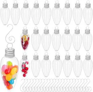 24 PCS Christmas Booze Balls, Fillable Booze Tree Ornaments with S Hook, Light Bulb Ornaments for Crafts, Clear Plastic Xmas Decoration Boozes Ball for Xmas Home Party Decor 24 PCS Christmas Booze Balls, Fillable Booze Tree Ornaments with S Hook, Light Bulb Ornaments for Crafts, Clear Plastic Xmas Decoration Boozes Ball for Xmas Home Party Decor
