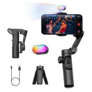 3-Axis Gimbal Stabilizer for iPhone Gimbal with RGB Magnetic Fill Light Upgraded Face Tracking Focus Wheel Foldable Smartphone for iPhone/Android Phone Stabilizer Vlog Recording Smart XE Kit 3-Axis Gimbal Stabilizer for iPhone Gimbal with RGB Magnetic Fill Light Upgraded Face Tracking Focus Wheel Foldable Smartphone for iPhone/Android Phone Stabilizer Vlog Recording Smart XE Kit
