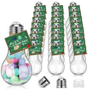 24 Pack Back to School Plastic Light Bulbs Jars with Card and String, First Day of School Gift 100 ml Light Bulb Candy Containers Clear Candy Jars Students Teachers Classroom Reward Gifts 24 Pack Back to School Plastic Light Bulbs Jars with Card and String, First Day of School Gift 100 ml Light Bulb Candy Containers Clear Candy Jars Students Teachers Classroom Reward Gifts