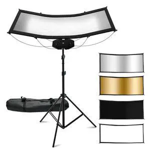 Photography Reflector Light Reflector with Stand, 41" x 18" Quick-Open Kit Photography Reflector Light Reflector with Stand, 41" x 18" Quick-Open Kit