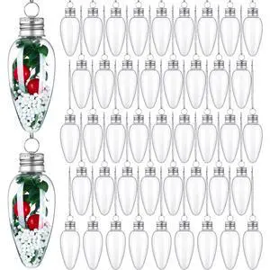 120 Pieces Christmas Fillable Light Bulb Plastic Light Hanging Ornament Clear Fillable Bulb Ornament with Screw off Cap and Silver Rope Christmas Tree Ornaments Set for DIY Crafts Candy Decoration 120 Pieces Christmas Fillable Light Bulb Plastic Light Hanging Ornament Clear Fillable Bulb Ornament with Screw off Cap and Silver Rope Christmas Tree Ornaments Set for DIY Crafts Candy Decoration