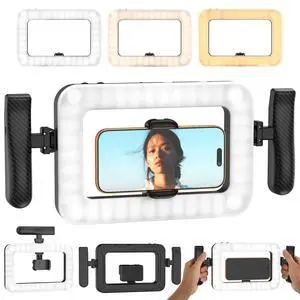 Smartphone Video Rig with LED Light, Ring Light for Phone, Video Recording with Remote, Adjustable 2900K-7000K&CRI 95+, Handheld Makeup Light for YouTube TikTok Live Streaming Makeup Vlogging Smartphone Video Rig with LED Light, Ring Light for Phone, Video Recording with Remote, Adjustable 2900K-7000K&CRI 95+, Handheld Makeup Light for YouTube TikTok Live Streaming Makeup Vlogging
