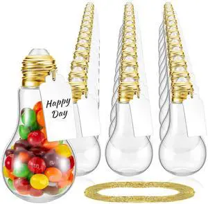 48 Pieces 100 ml Plastic Light Bulb Jars with Card and String, Light Bulb Candy Containers Clear Candy Jars Fillable Lightbulb Ornaments for Birthday Crafts Party Favors(Gold) 48 Pieces 100 ml Plastic Light Bulb Jars with Card and String, Light Bulb Candy Containers Clear Candy Jars Fillable Lightbulb Ornaments for Birthday Crafts Party Favors(Gold)