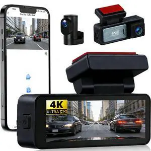 4K Dash Cam Front and Rear Camera for Cars, WiFi GPS Car Dash Camera, WDR Night Vision, 170° Wide Angle, Loop Recording, G-Sensor, 24H Parking Monitor, On-Dash Mounted Driving Recorder 4K Dash Cam Front and Rear Camera for Cars, WiFi GPS Car Dash Camera, WDR Night Vision, 170° Wide Angle, Loop Recording, G-Sensor, 24H Parking Monitor, On-Dash Mounted Driving Recorder
