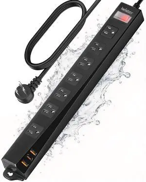 Outdoor Power Strip Weatherproof IPX6,1625W/13A 6 Ft Extension Cord with Multiple Outlets,7 AC & 3 USB, Wall Mount for Camping,Poolside,Garden,Workshop Outdoor Power Strip Weatherproof IPX6,1625W/13A 6 Ft Extension Cord with Multiple Outlets,7 AC & 3 USB, Wall Mount for Camping,Poolside,Garden,Workshop