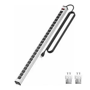 24 Outlets Long Power Strip,Heavy Duty Metal Socket Power Strip,Aluminum with 15-Foot Extension Power Cord,ETL Certified 24 Outlets Long Power Strip,Heavy Duty Metal Socket Power Strip,Aluminum with 15-Foot Extension Power Cord,ETL Certified