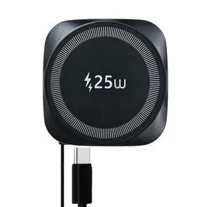 25W Magnetic Qi Fast Wireless Charging Pad, Slim Portable Wireless Charger with 0.7m Retractable USB-C Cable for iPhone, Samsung, Google Pixel, AirPods, 5 Colors(Black) 25W Magnetic Qi Fast Wireless Charging Pad, Slim Portable Wireless Charger with 0.7m Retractable USB-C Cable for iPhone, Samsung, Google Pixel, AirPods, 5 Colors(Black)