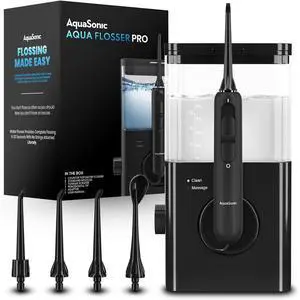 Aqua Flosser PRO | Professional Water Flosser with Large Capacity Reservoir | Oral Irrigator w/ 2 Modes, 10 Levels of Water Pressure, 4 Included Tips | Sleek & Compact Aqua Flosser PRO | Professional Water Flosser with Large Capacity Reservoir | Oral Irrigator w/ 2 Modes, 10 Levels of Water Pressure, 4 Included Tips | Sleek & Compact