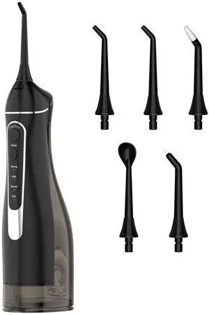 Cordless Portable Water Flosser with 300ML Tank: Rechargeable Oral Irrigator with 5 Tips for Travel, Braces Care and Sensitive Gums, IPX7 Waterproof Teeth Cleaning Device(C260Black) Cordless Portable Water Flosser with 300ML Tank: Rechargeable Oral Irrigator with 5 Tips for Travel, Braces Care and Sensitive Gums, IPX7 Waterproof Teeth Cleaning Device(C260Black)